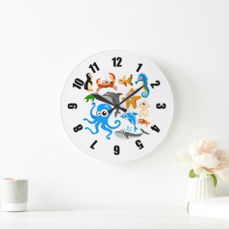 Grande Horloge Ronde Jolie vie nautique animée
