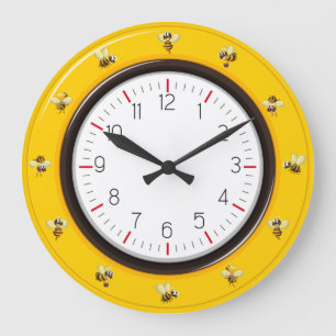 Grande Horloge Ronde Jolies abeilles à miel 