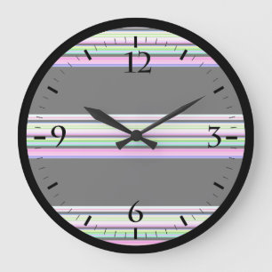 Grande Horloge Ronde Jolies bandes néon colorées