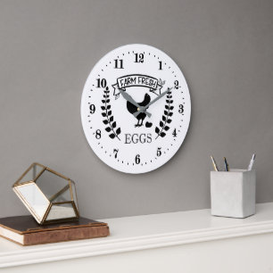 Grande Horloge Ronde jolis Oeufs frais de la ferme Campagne