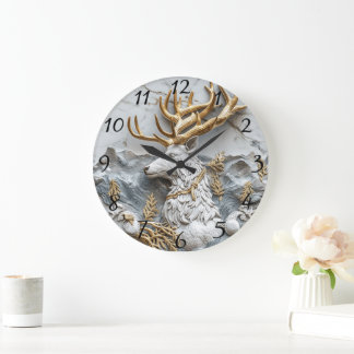 Grande Horloge Ronde Jolly Reindeer Christmas Fun