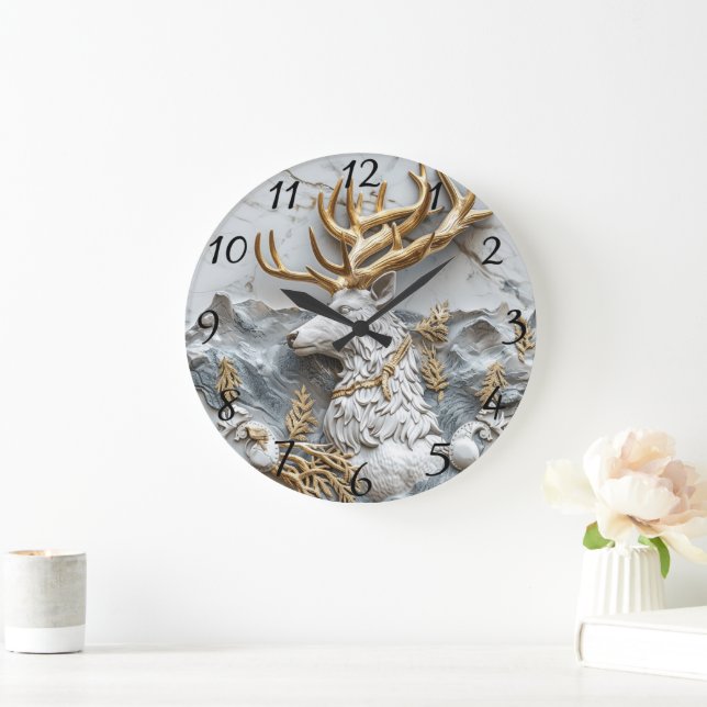 Grande Horloge Ronde Jolly Reindeer Christmas Fun (Maison)