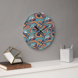 Grande Horloge Ronde Jouer Dolphins Motif - Design inspiré de l'océan