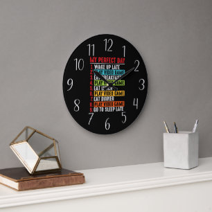 Grande Horloge Ronde Joueur amusant parfait jour art
