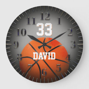 Grande Horloge Ronde Joueur de basket-ball   de Personalizable aucun