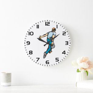 Grande Horloge Ronde Joueur de bowling rétro lancer la balle