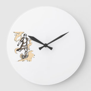 Grande Horloge Ronde Joueur de football dynamique