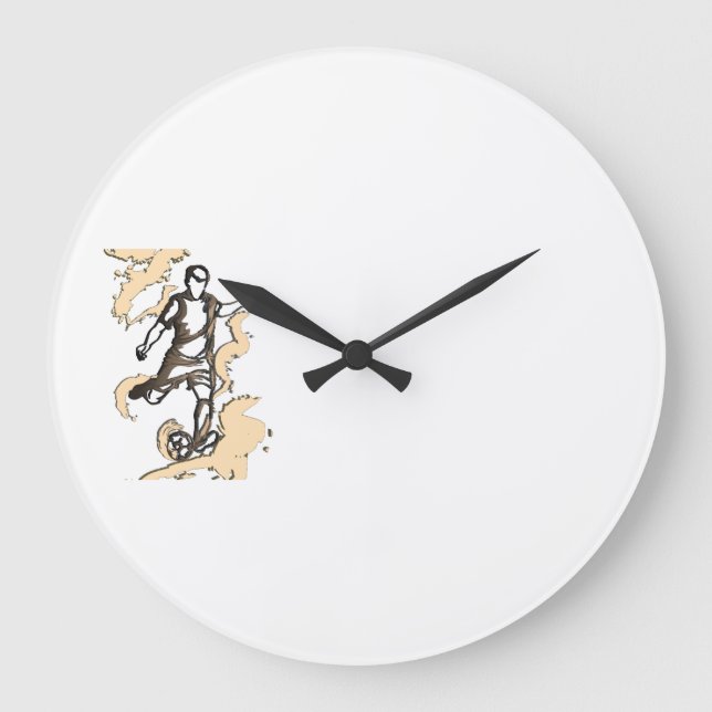 Grande Horloge Ronde Joueur de football dynamique (Recto)