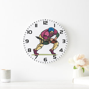 Grande Horloge Ronde Joueur de football Gridiron