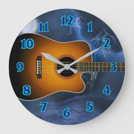 Grande Horloge Ronde Joueur de guitare acoustique
