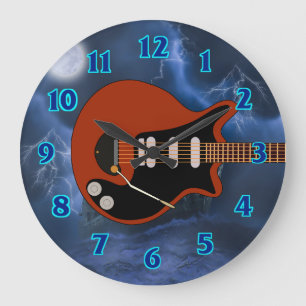 Grande Horloge Ronde Joueur de guitare électrique