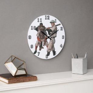 Grande Horloge Ronde Joueurs De Baseball vintages