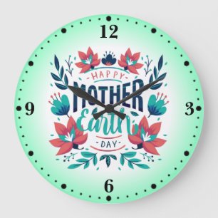 Grande Horloge Ronde Jour des terres mère dessiné à la main Design-2318