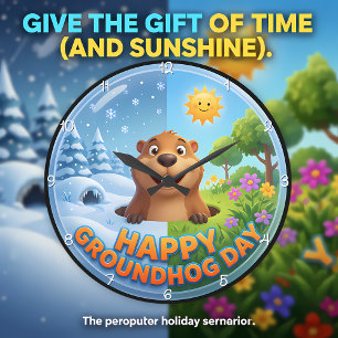 Grande Horloge Ronde Joyeuse Fête de la Marmotte Saisonnière