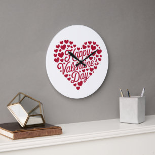 Grande Horloge Ronde Joyeuse Saint-Valentin Saint-Valentin Amour Coeur