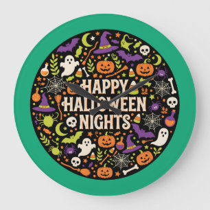 Grande Horloge Ronde Joyeuses Nuits d'Halloween Citrouille Fantôme Mign