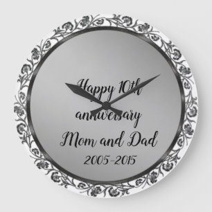 Grande Horloge Ronde Joyeux 10e anniversaire maman et papa
