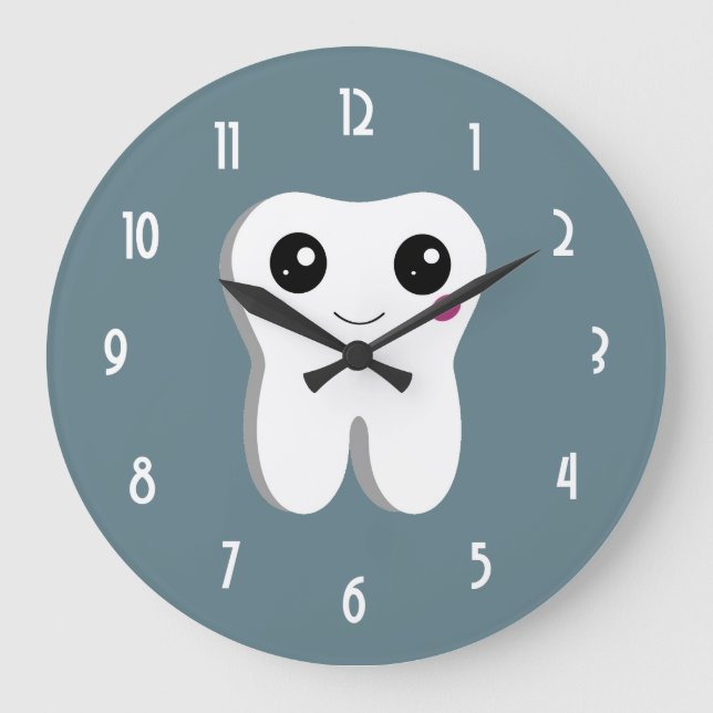 Grande Horloge Ronde Joyeux Dentelle Dentelle souriante mignonne dessin (Recto)