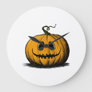 Grande Horloge Ronde Joyeux Halloween Jack O'Lantern Adulte Naturel