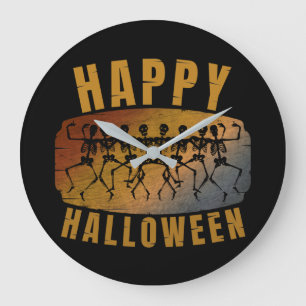 GRANDE HORLOGE RONDE JOYEUX HALLOWEEN SQUELETTE DANSEUR