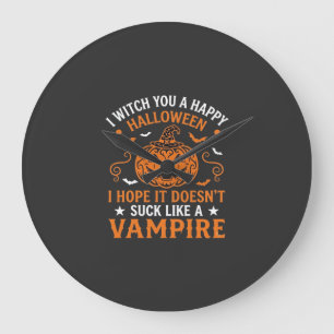 Grande Horloge Ronde Joyeux Halloween Vampire Citrouille Sorcière Chape
