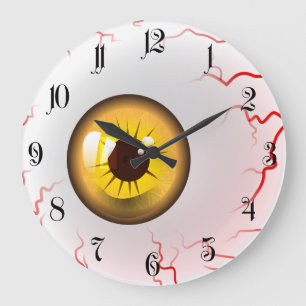 Grande Horloge Ronde Joyeux Halloween ! Yellow Eyball éffrayant