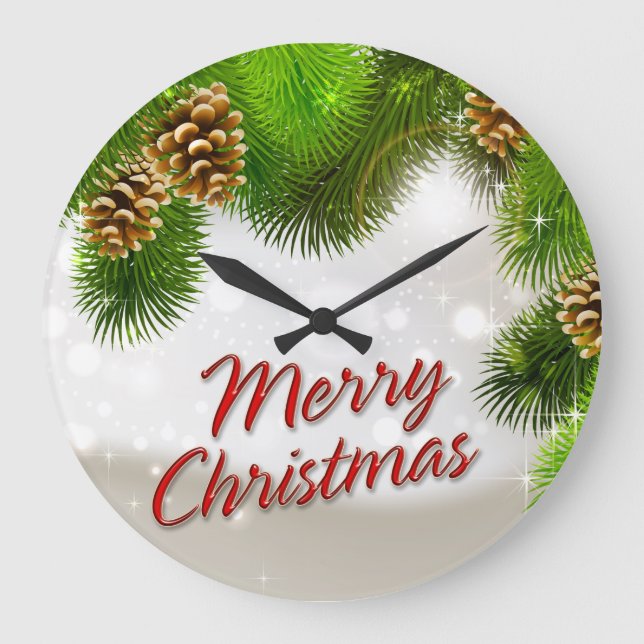 Grande Horloge Ronde Joyeux Noël 38 Options d'horloge murale (Recto)