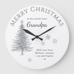 Grande Horloge Ronde Joyeux Noël Grand-père Cadeau Personnalisé
