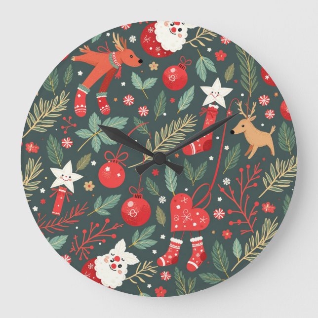 Grande Horloge Ronde Joyeux Noël Whimsy (Recto)