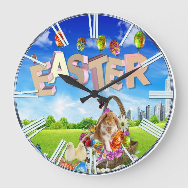 Grande Horloge Ronde Joyeux Pâques (Recto)