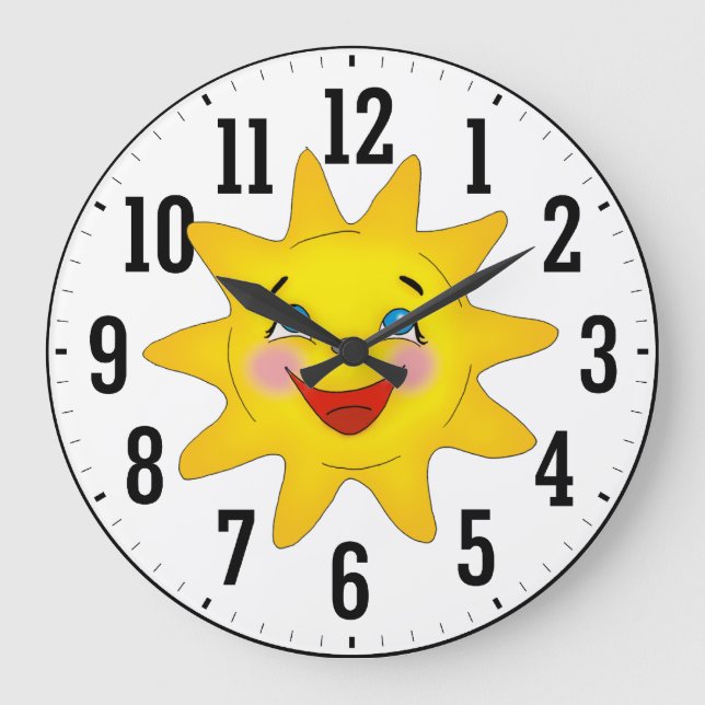 Grande Horloge Ronde Joyeux soleil | Cadeaux Cool (Recto)