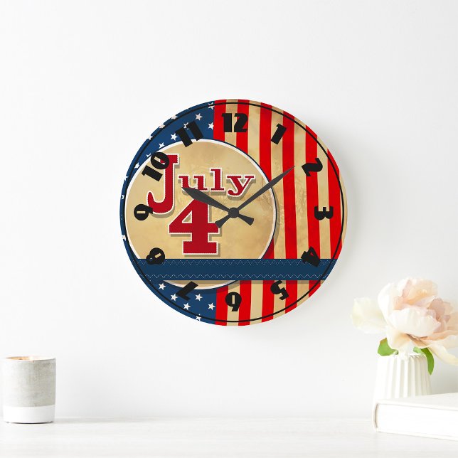 Grande Horloge Ronde July 4th American Flag Clock (Créateur téléchargé)