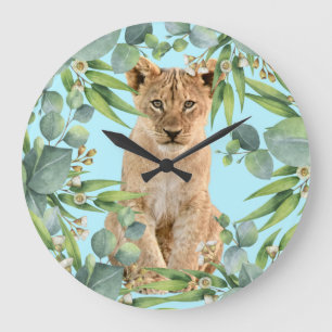 Grande Horloge Ronde jungle de lion