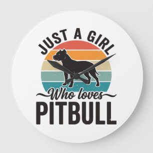 Grande Horloge Ronde Juste une fille qui aime le design de chien vintag