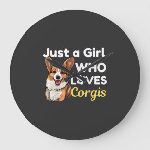 Grande Horloge Ronde Juste une fille qui aime les Corgis