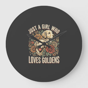 Grande Horloge Ronde Juste une fille qui aime les Goldens
