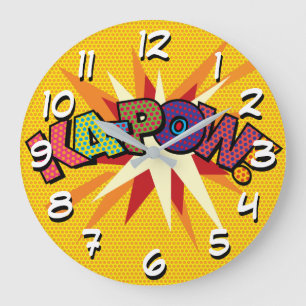 Grande Horloge Ronde KA-POW Amusement Bande Dessinée Rétro Art Pop