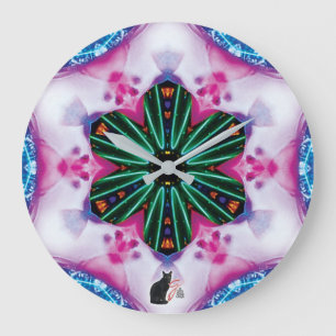 Grande Horloge Ronde Kaléidoscope rose