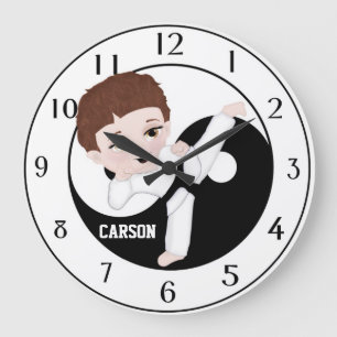Grande Horloge Ronde Karate Boy Wall Clock