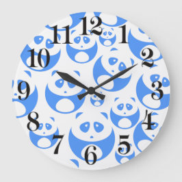 Grande Horloge Ronde Kawaii Panda bébé bleu et blanc modèle