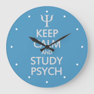 Grande Horloge Ronde Keep Calm & Study Psych custom wall clock