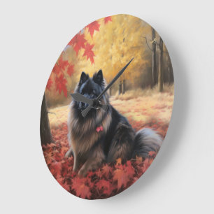 Grande Horloge Ronde Keeshony en automne Leaves Fall Inspire