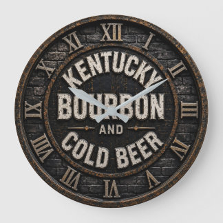 Grande Horloge Ronde Kentucky Bourbon & Cold Beer Rustic Bar Decor