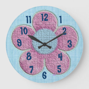 Grande Horloge Ronde Kids Textured Flower Wall Clock