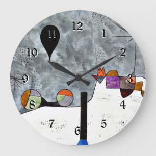 Grande Horloge Ronde Klee - Hiver, peinture populaire