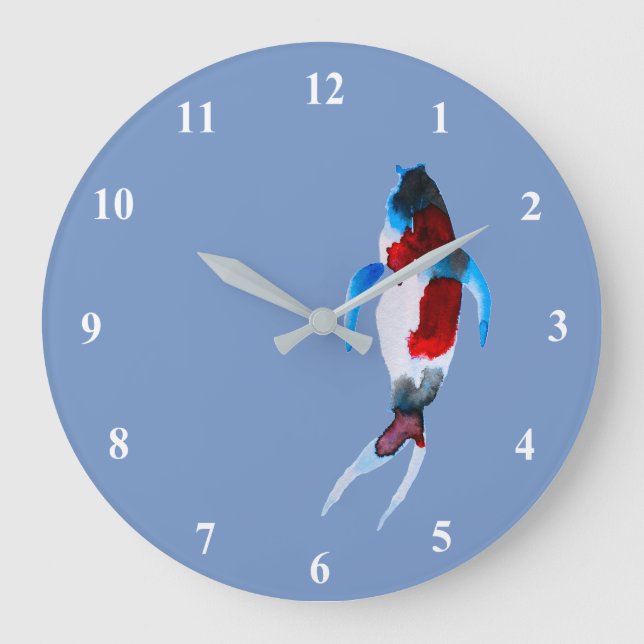 Grande Horloge Ronde Koi aquarelle (Recto)