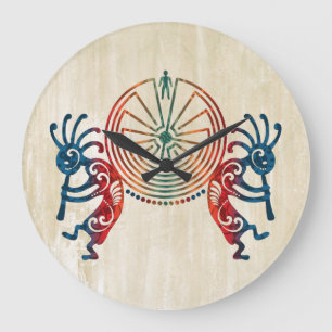 Grande Horloge Ronde KOKOPELLI/HOMME DANS LE LABYRINTHE + vos idées