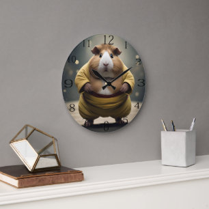 Grande Horloge Ronde "La bataille de Sumo : le puissant lutteur de coch