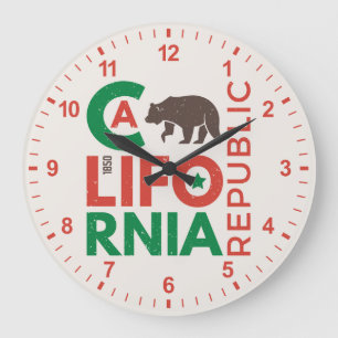Grande Horloge Ronde La Californie avec le logo d'ours gris