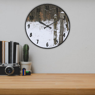 Grande Horloge Ronde La clôture rurale affiche une scène sur l'arriè